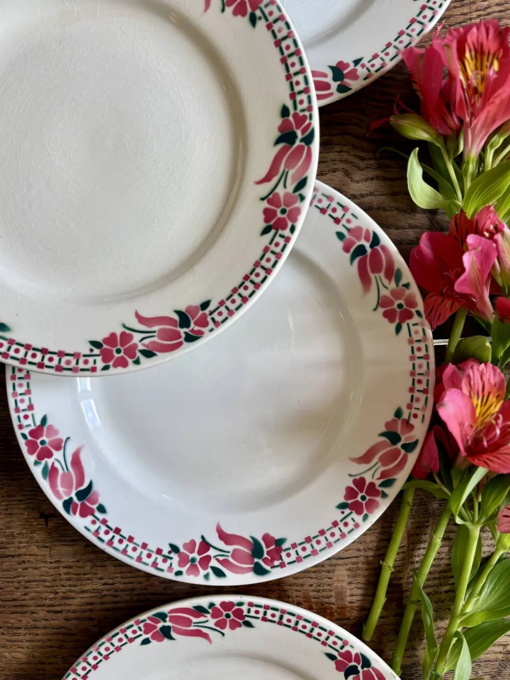 Lot de 6 assiettes plates anciennes - Saint Amand Céranord