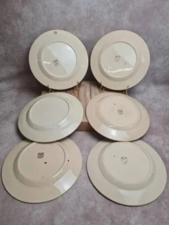 Lot de 6 assiettes plates Boch La Louvière Belgique modèle 2460 décor cerises polychrome