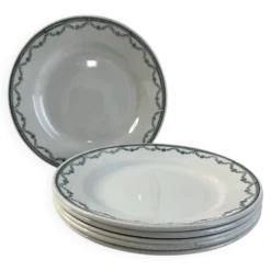 Lot de 6 assiettes plates en faïence Saint Amand 22,5cm