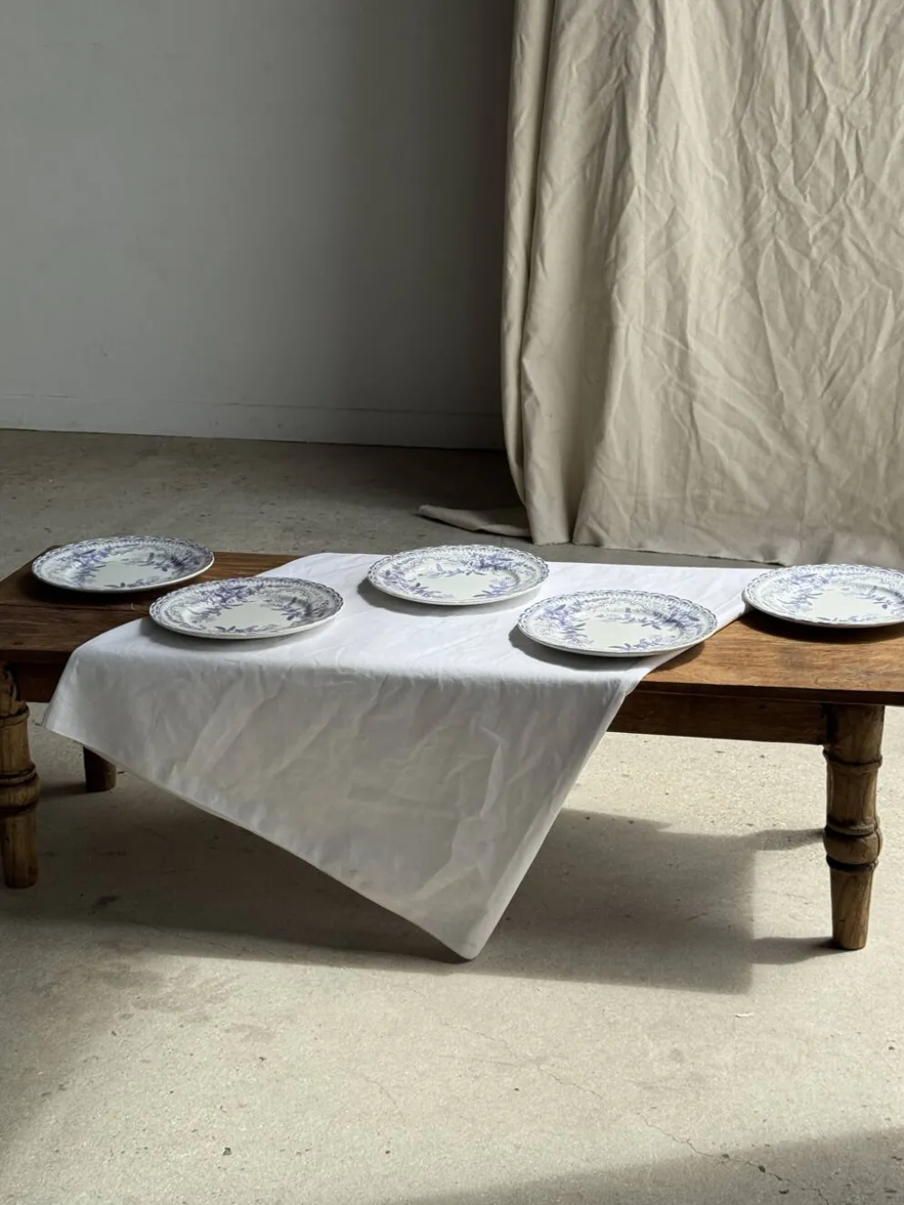 Lot de 5 assiettes plates en faïence à décor floral couleur lavande H2 D22