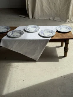 Lot de 5 assiettes plates en faïence à décor floral couleur lavande H2 D22