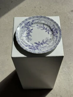 Lot de 5 assiettes plates en faïence à décor floral couleur lavande H2 D22
