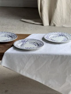 Lot de 5 assiettes plates en faïence à décor floral couleur lavande H2 D22