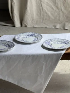 Lot de 5 assiettes plates en faïence à décor floral couleur lavande H2 D22