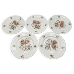 Lot de 5 assiettes plates en faïence ancienne – Saint-Amand – 