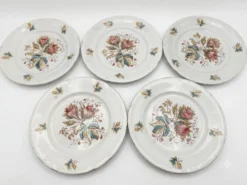 Lot de 5 assiettes plates en faïence ancienne – Saint-Amand – 