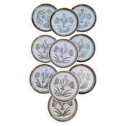 Lot De 10 Assiettes Plates En Grès De La Manufacture Longchamp