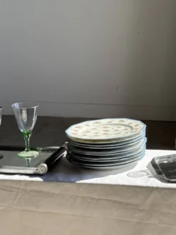 Lot de 10 assiettes plates en porcelaine de Limoges France à fleurs