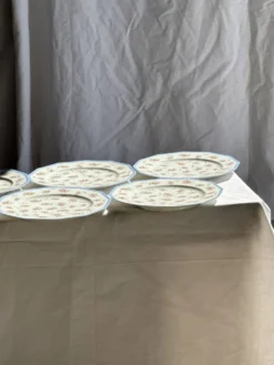 Lot de 10 assiettes plates en porcelaine de Limoges France à fleurs