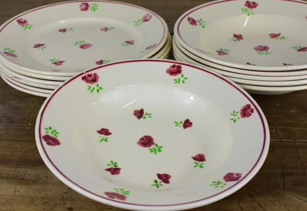 Lot de 12 assiettes, 6 plates et 6 creuses n1