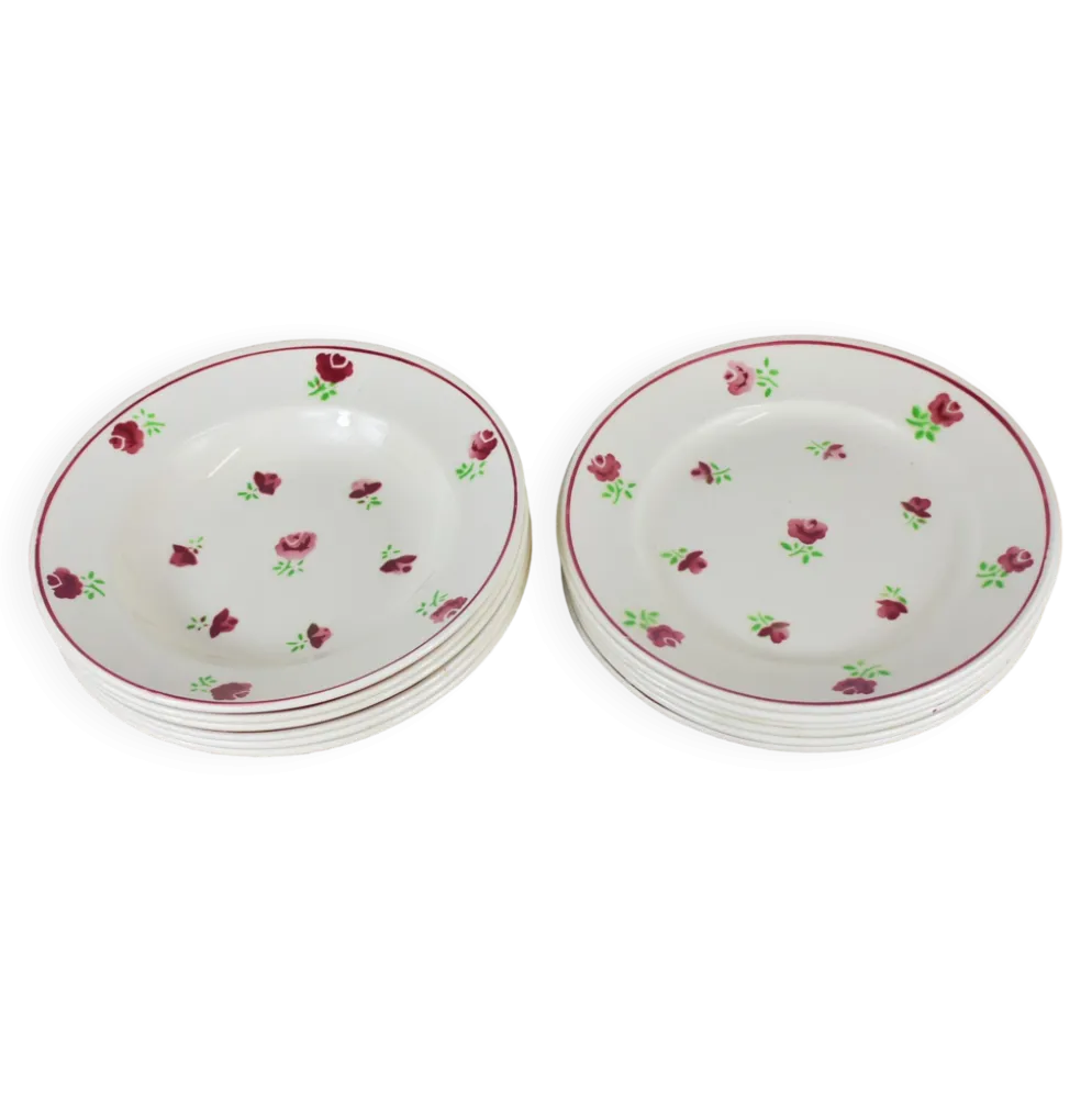 Lot de 12 assiettes, 6 plates et 6 creuses n1