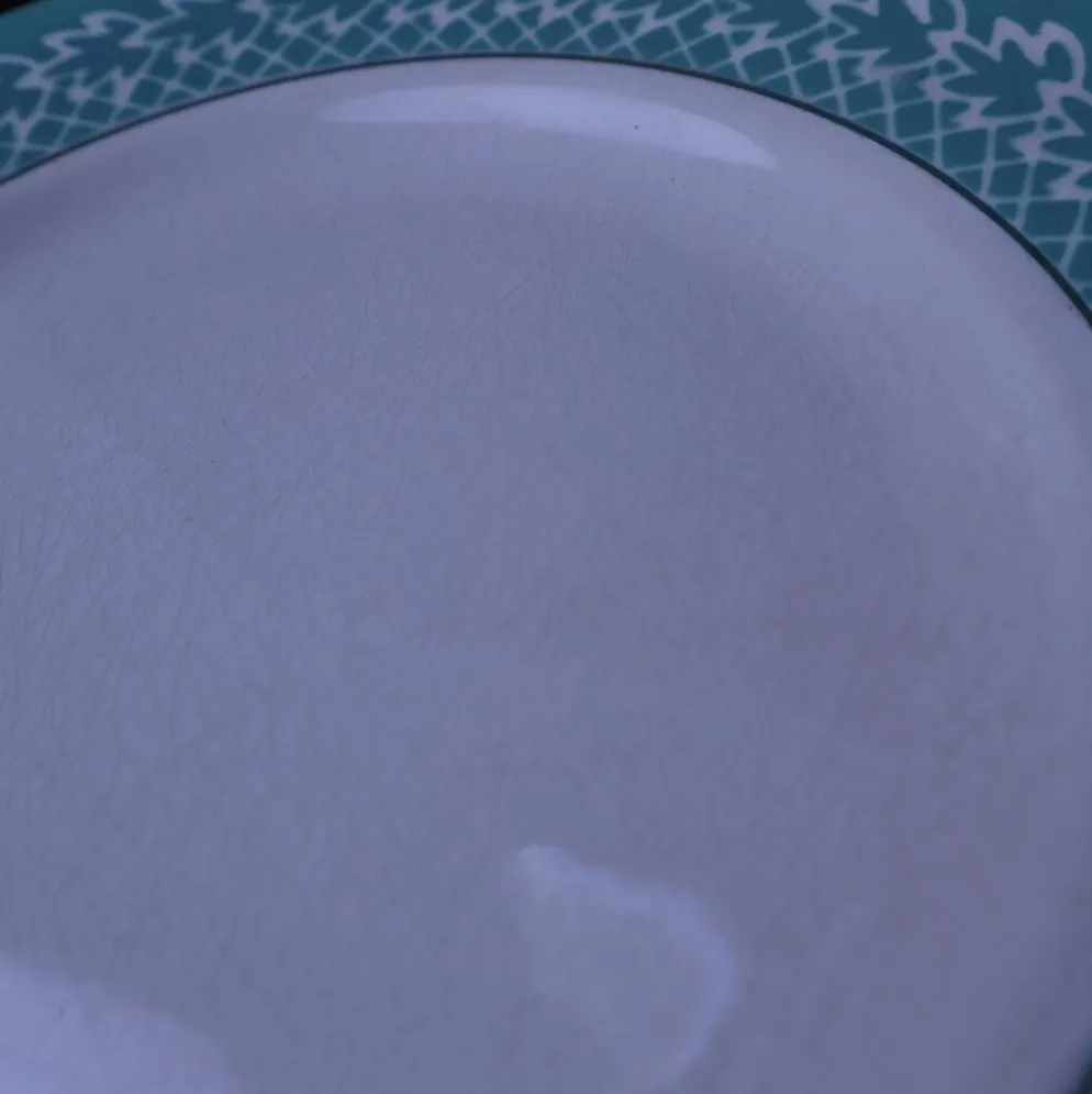 Lot de 6 Assiettes plates KIFO L'Amandinoise décor feuilles vertes