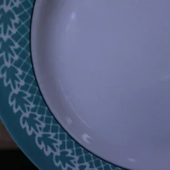 Lot de 6 Assiettes plates KIFO L'Amandinoise décor feuilles vertes