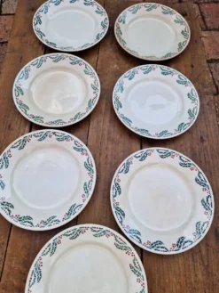 Lot De 7 Assiettes Plates Modèle Houx HB