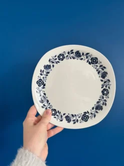 Lot de 6 assiettes plates Sarreguemines Pyroblan - Porcelaine motif fleuri
