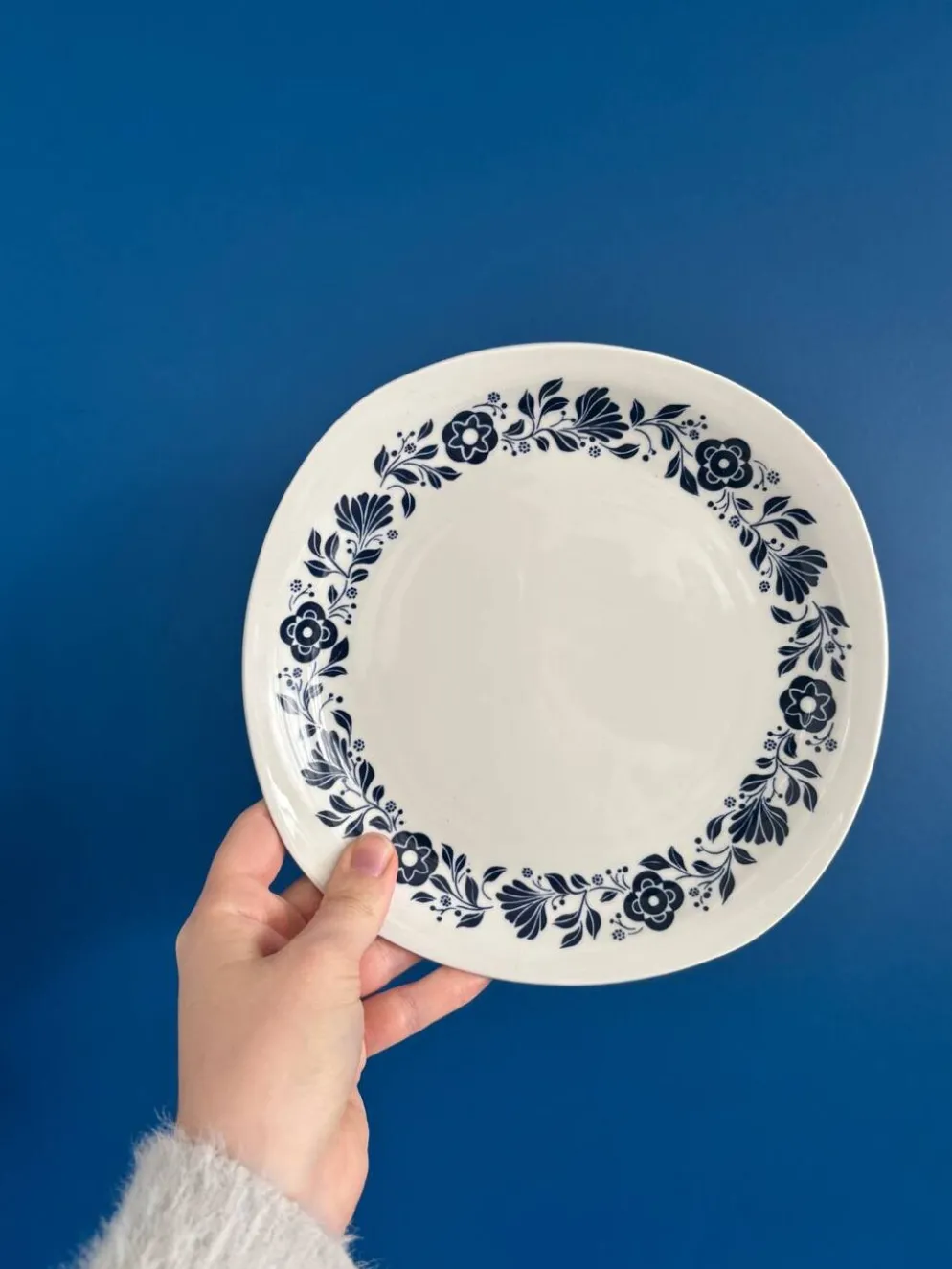 Lot de 6 assiettes plates Sarreguemines Pyroblan - Porcelaine motif fleuri