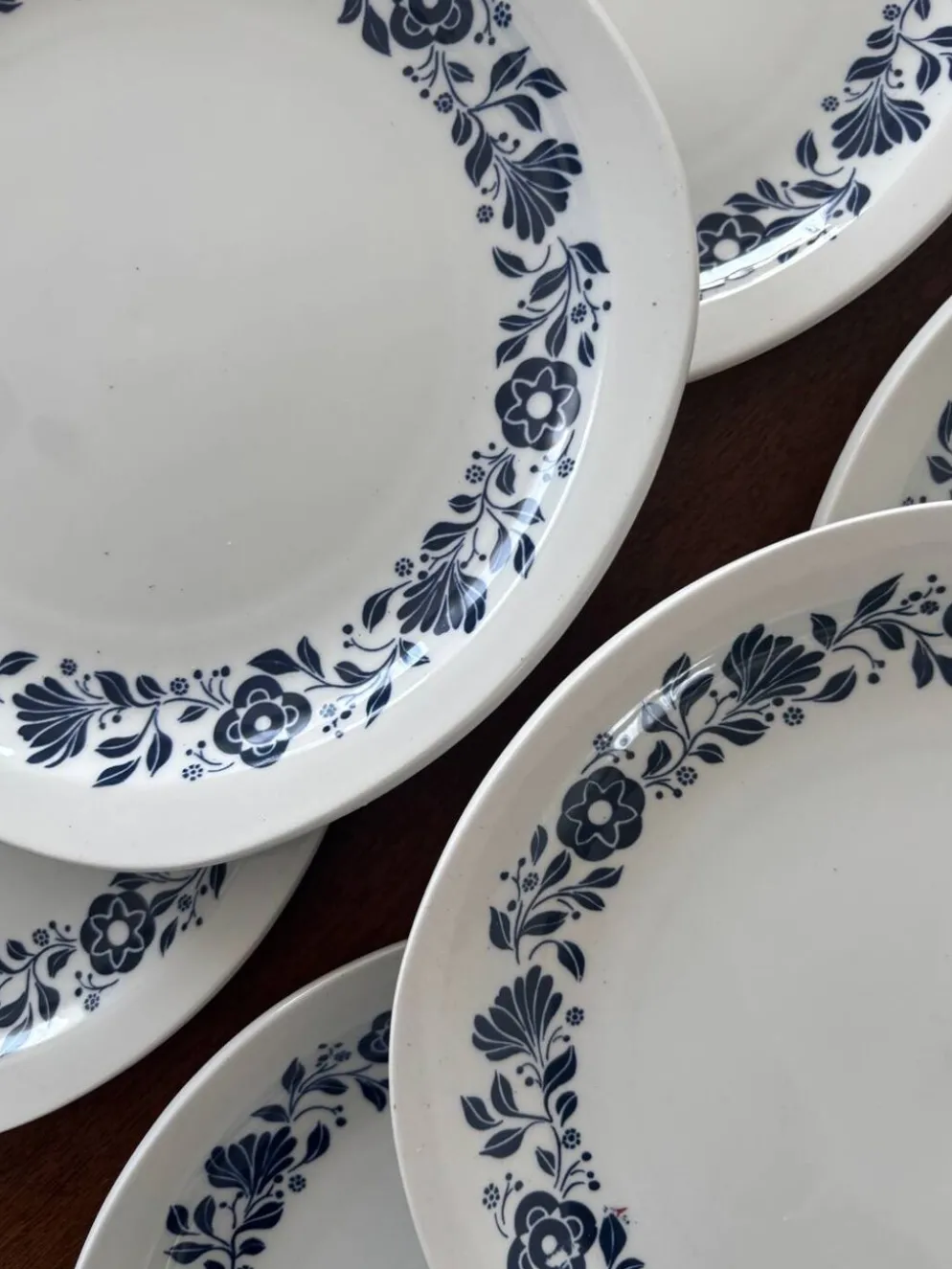 Lot de 6 assiettes plates Sarreguemines Pyroblan - Porcelaine motif fleuri