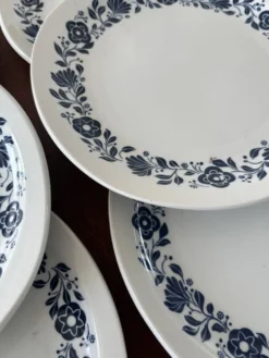 Lot de 6 assiettes plates Sarreguemines Pyroblan - Porcelaine motif fleuri