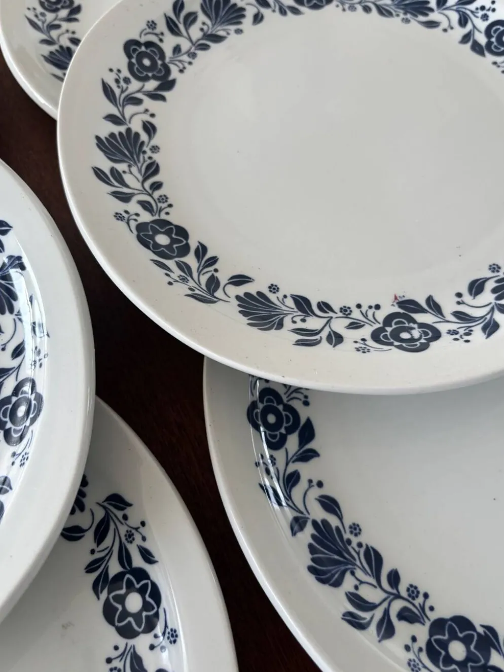Lot de 6 assiettes plates Sarreguemines Pyroblan - Porcelaine motif fleuri