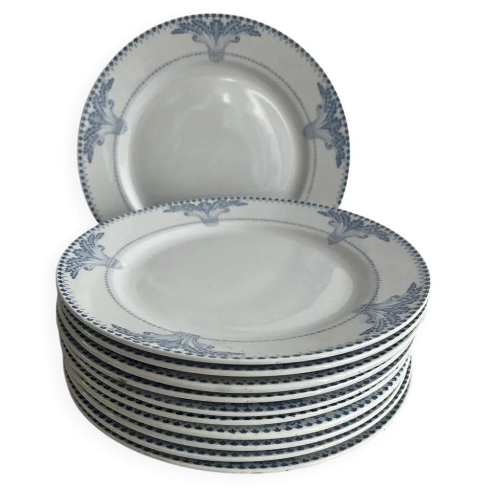 Lot de 11 assiettes plates Service Windsor Creil et Montereau 24,5cm