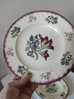 Lot de 5 assiettes plates, signé Longwy