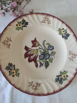 Lot de 5 assiettes plates, signé Longwy