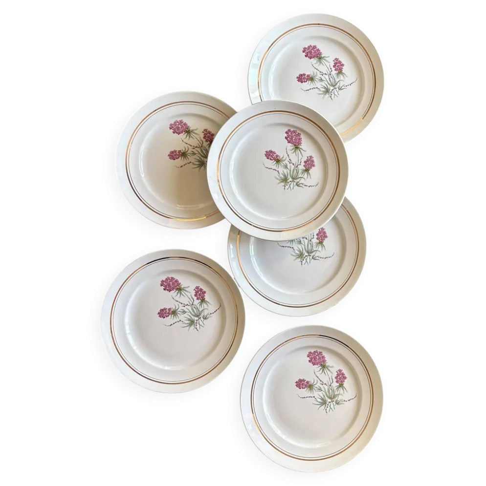 Lot de 6 assiettes plates vintage - Moulin des Loups