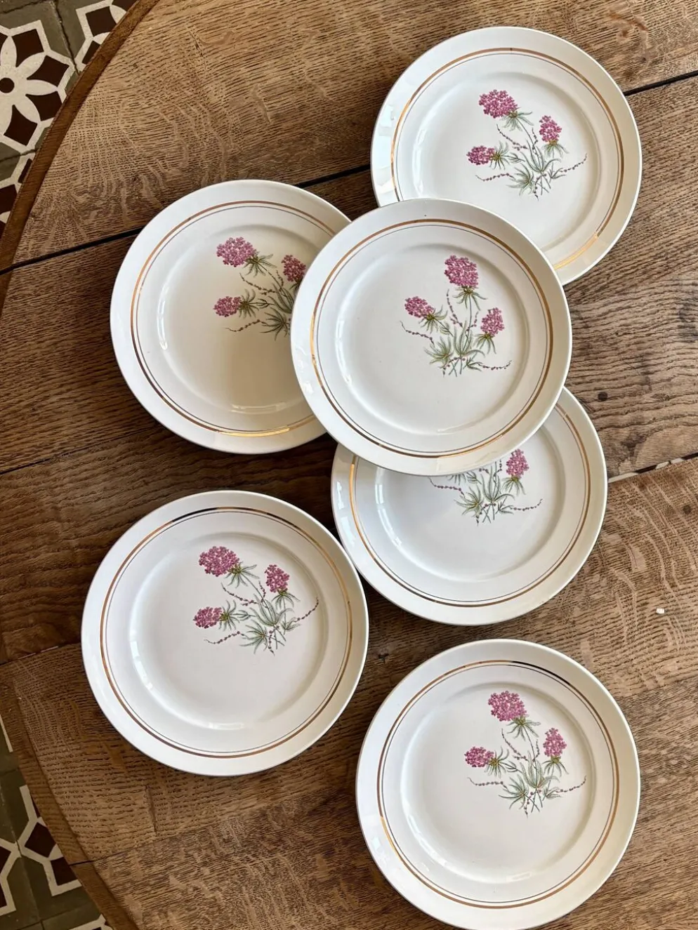 Lot de 6 assiettes plates vintage - Moulin des Loups