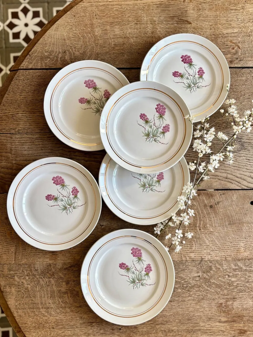 Lot de 6 assiettes plates vintage - Moulin des Loups