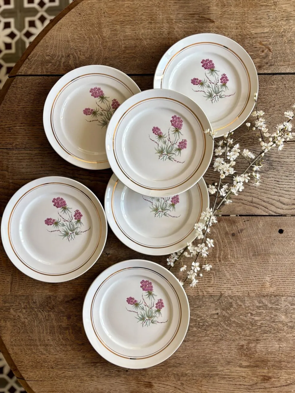 Lot de 6 assiettes plates vintage - Moulin des Loups