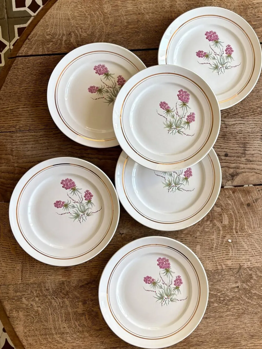 Lot de 6 assiettes plates vintage - Moulin des Loups