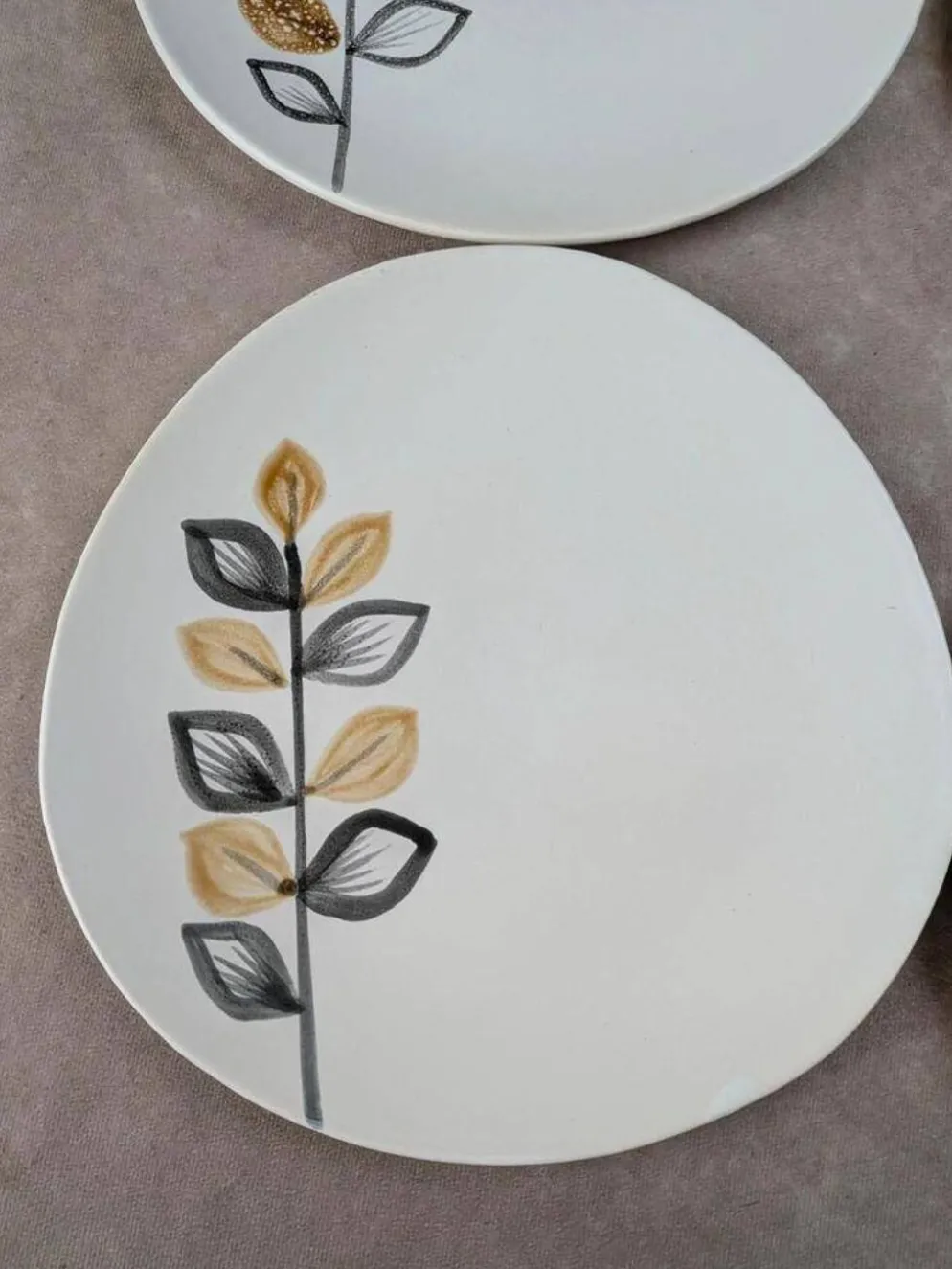 Lot de 6 assiettes plates vintage Niderviller style Capron Vallauris