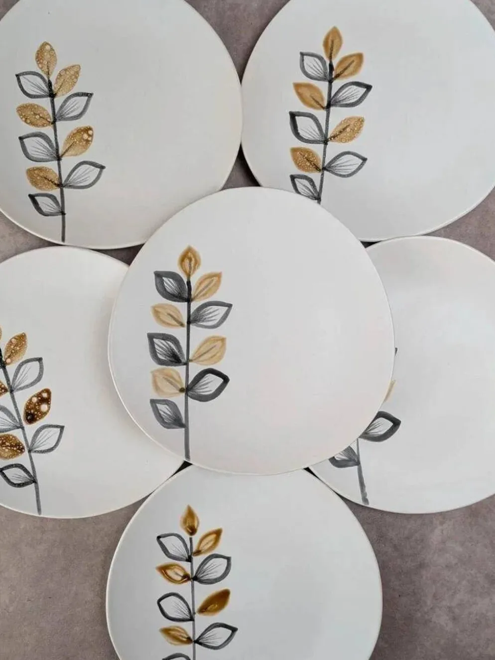 Lot de 6 assiettes plates vintage Niderviller style Capron Vallauris