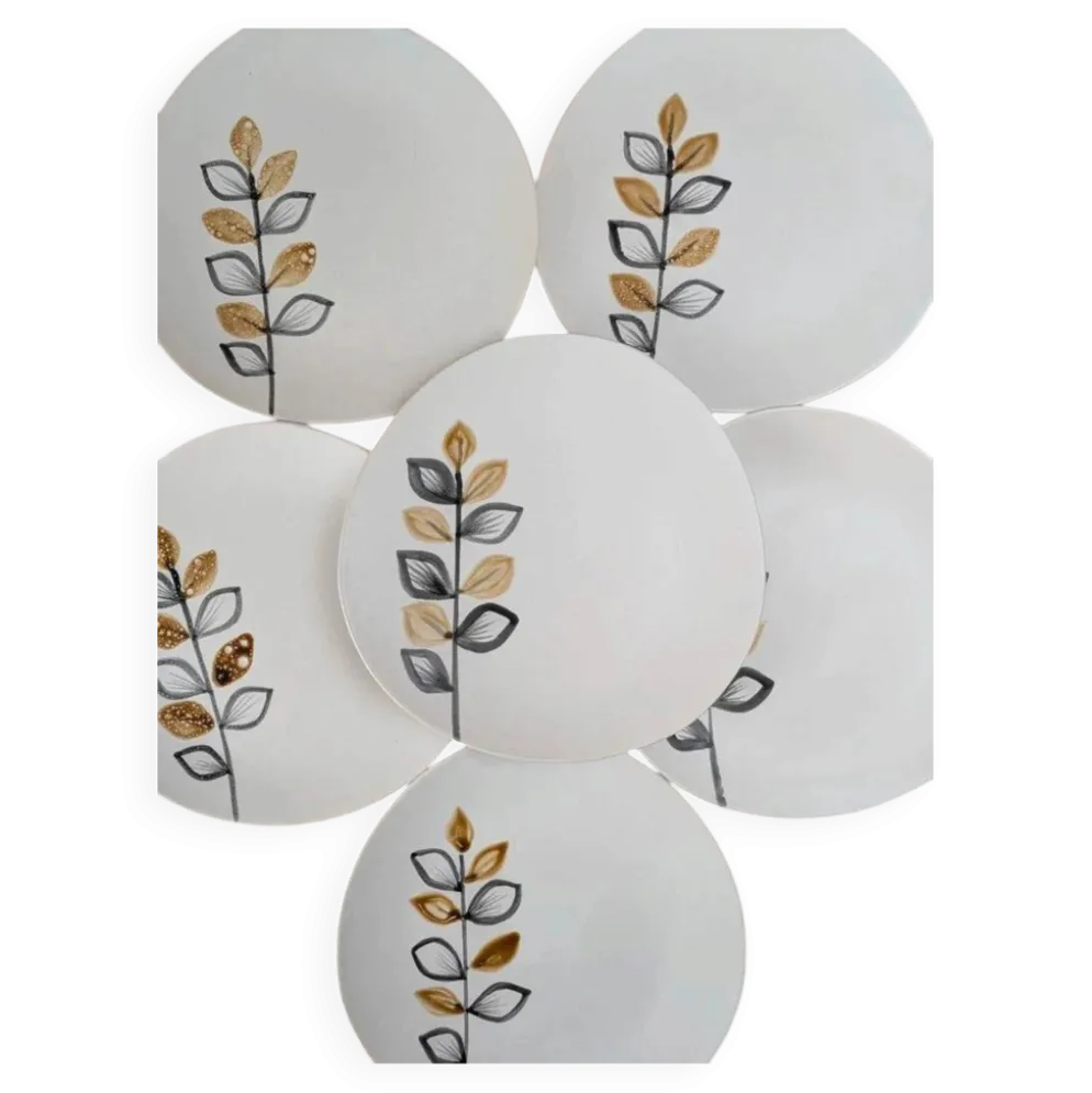 Lot de 6 assiettes plates vintage Niderviller style Capron Vallauris
