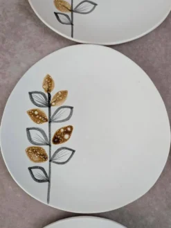 Lot de 6 assiettes plates vintage Niderviller style Capron Vallauris