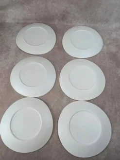 Lot de 6 assiettes plates vintage Niderviller style Capron Vallauris