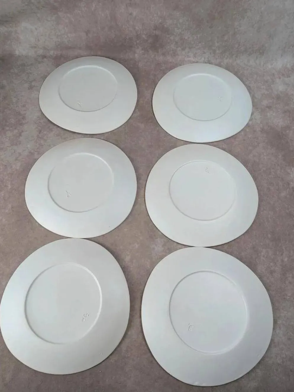 Lot de 6 assiettes plates vintage Niderviller style Capron Vallauris