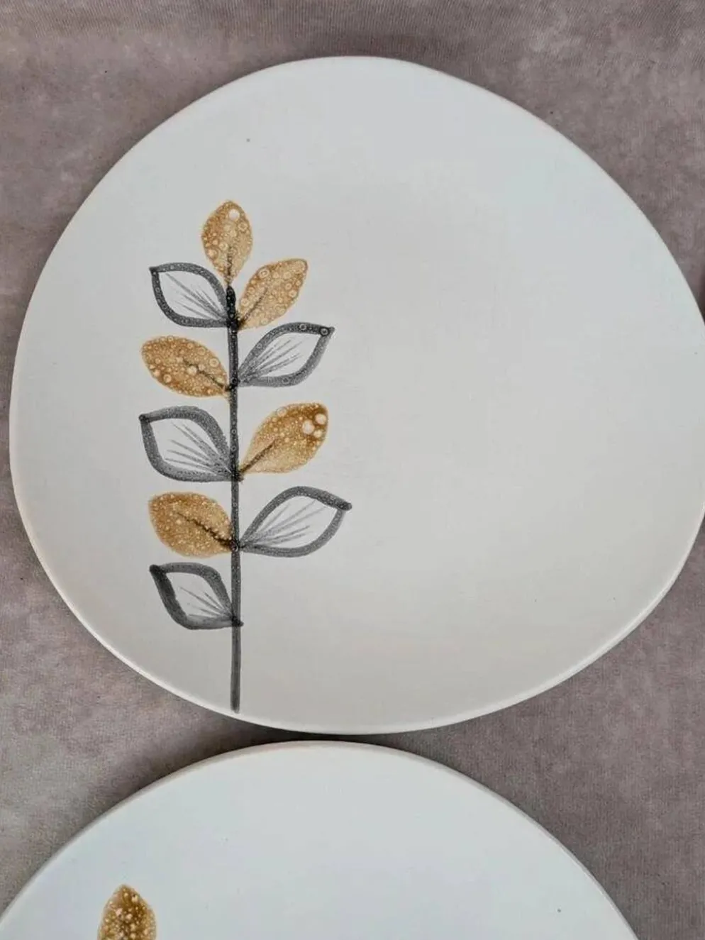 Lot de 6 assiettes plates vintage Niderviller style Capron Vallauris