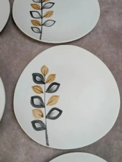 Lot de 6 assiettes plates vintage Niderviller style Capron Vallauris