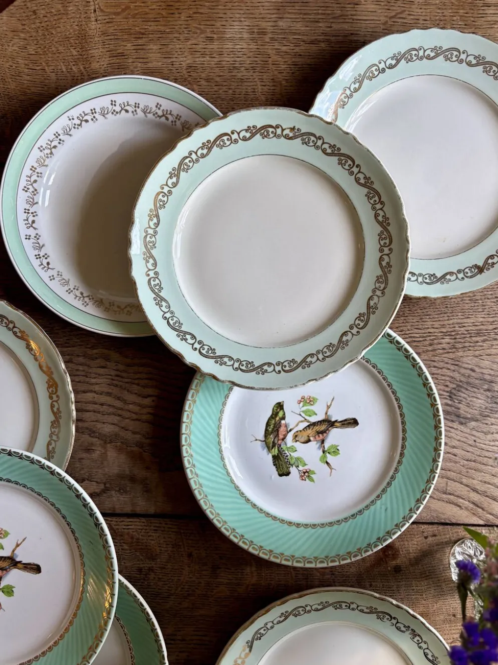 Lot de 10 assiettes plates vintage dépareillées (L12)