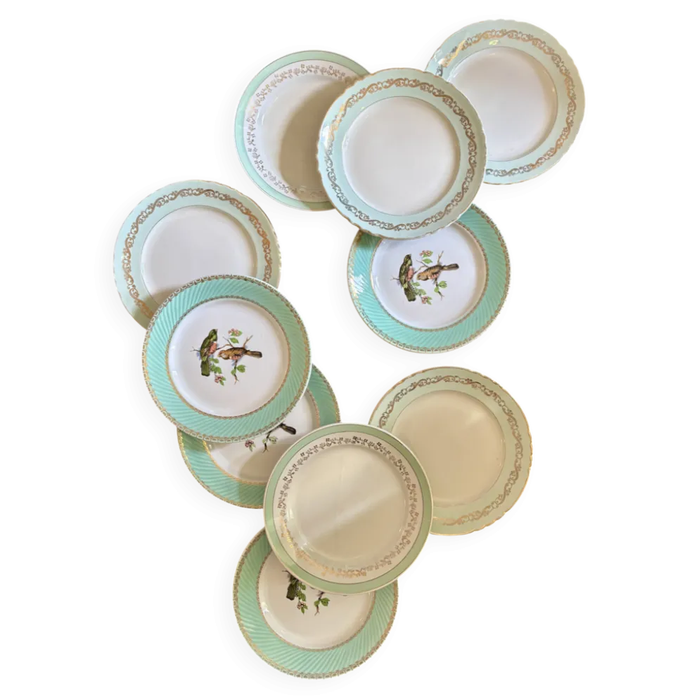 Lot de 10 assiettes plates vintage dépareillées (L12)