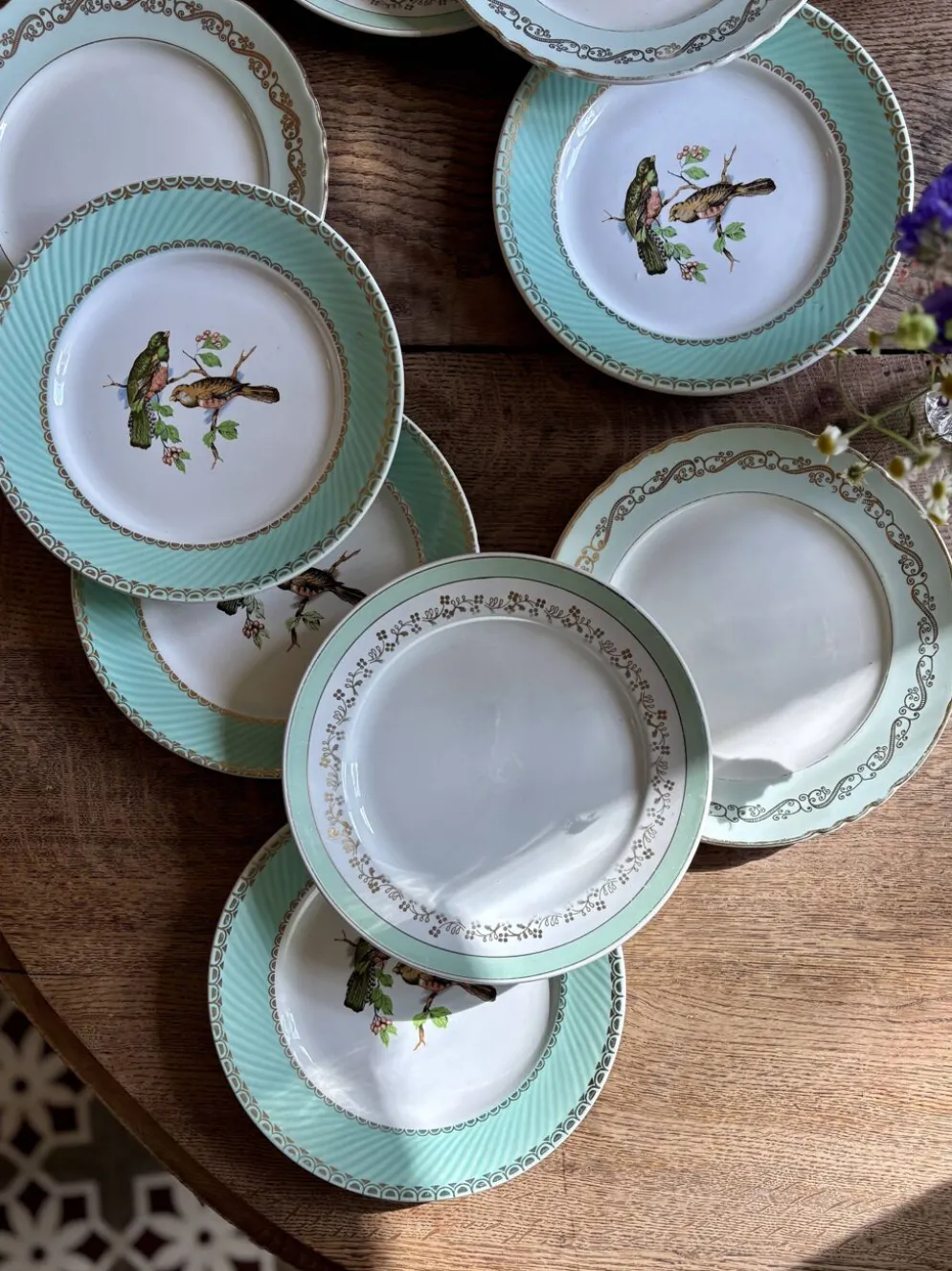 Lot de 10 assiettes plates vintage dépareillées (L12)