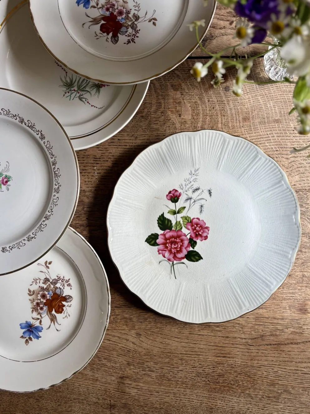 Lot de 10 assiettes plates vintage dépareillées (L16)