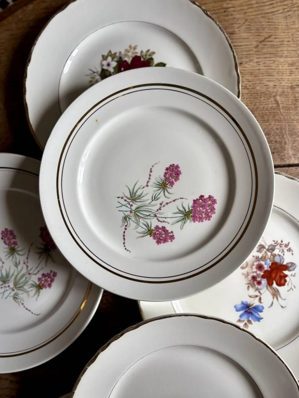Lot de 10 assiettes plates vintage dépareillées (L16)