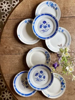 Lot de 8 assiettes plates vintage dépareillées