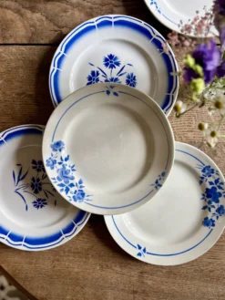 Lot de 8 assiettes plates vintage dépareillées