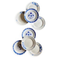 Lot de 8 assiettes plates vintage dépareillées
