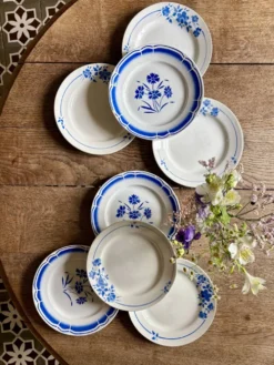 Lot de 8 assiettes plates vintage dépareillées