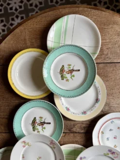 Lot de 12 assiettes plates vintage dépareillées