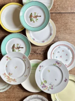 Lot de 12 assiettes plates vintage dépareillées